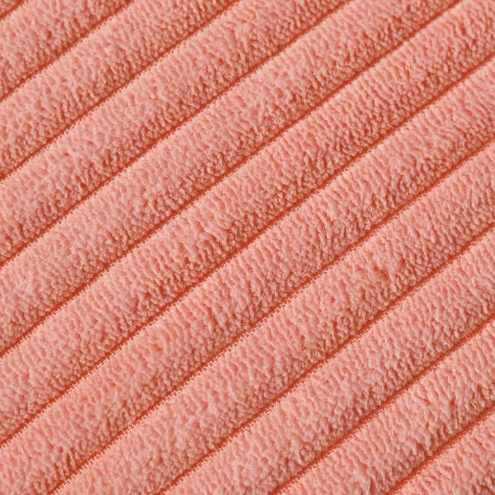 Coral Pink Corduroy Luxury Velvet Pompom Bed/Sofa Throw Pillow Cover/Case Set - Picture 5 of 8